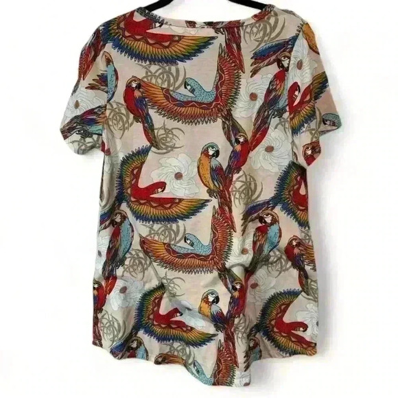 LuLaRoe Women's Medium Classic T-Shirt Parrot Floral Print Short Sleeve - Picture 2 of 6